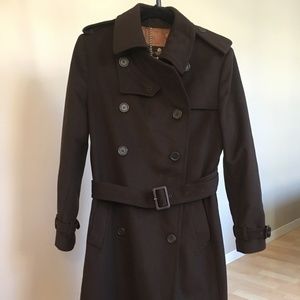 Barbour Chocolat Valerie Trench Wool Coat Siz US 8